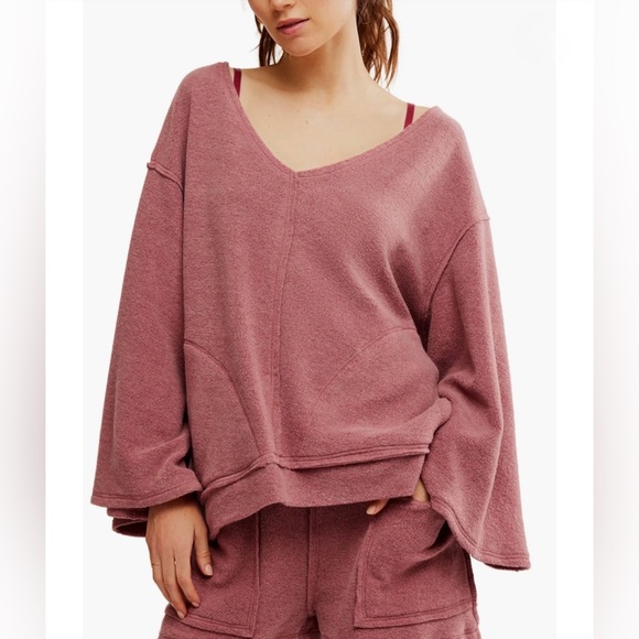 *NWT* Free People Day Off Fleece Lounge Pullover in Wild Ginger - Picture 1 of 5